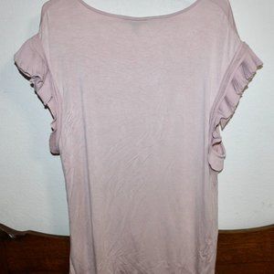 Ann Taylor Pink Flutter Sleeve Top Size XL